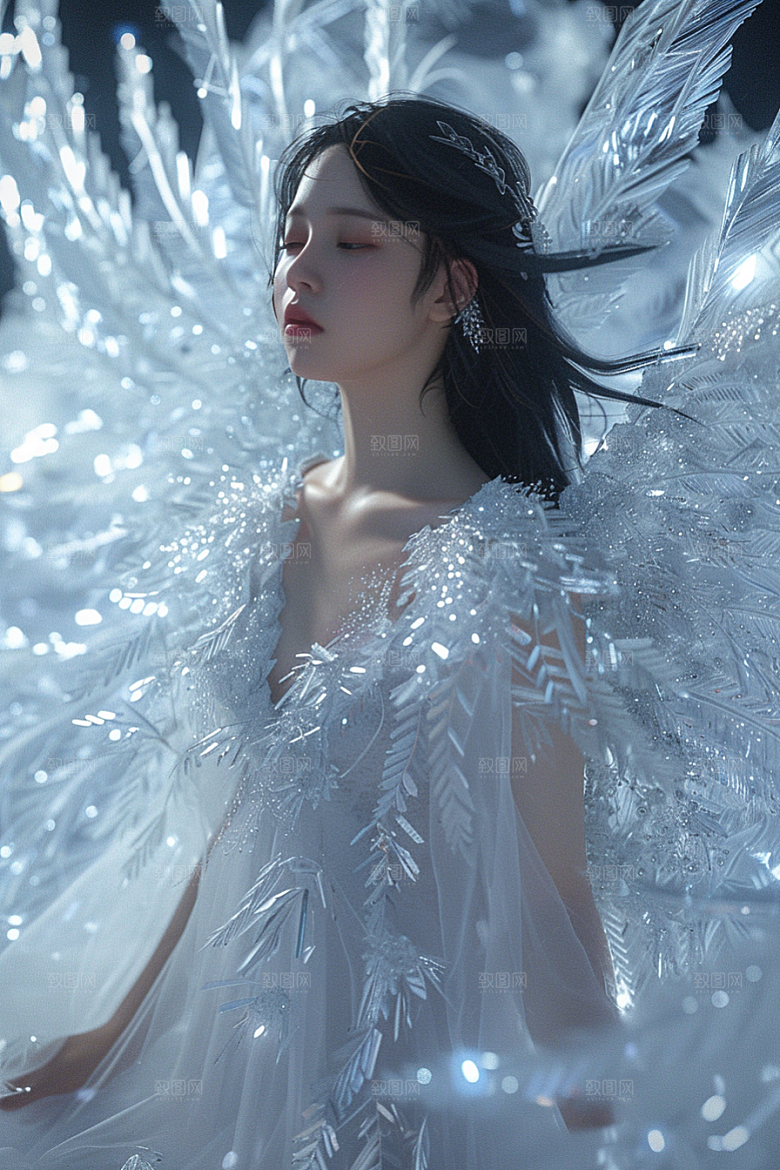天使女神白色美女摄影图