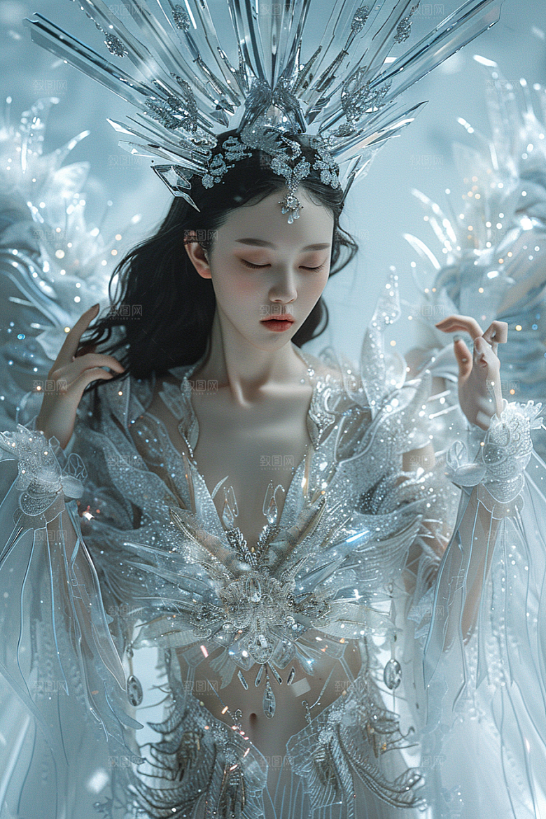 天使女神唯美白色摄影图