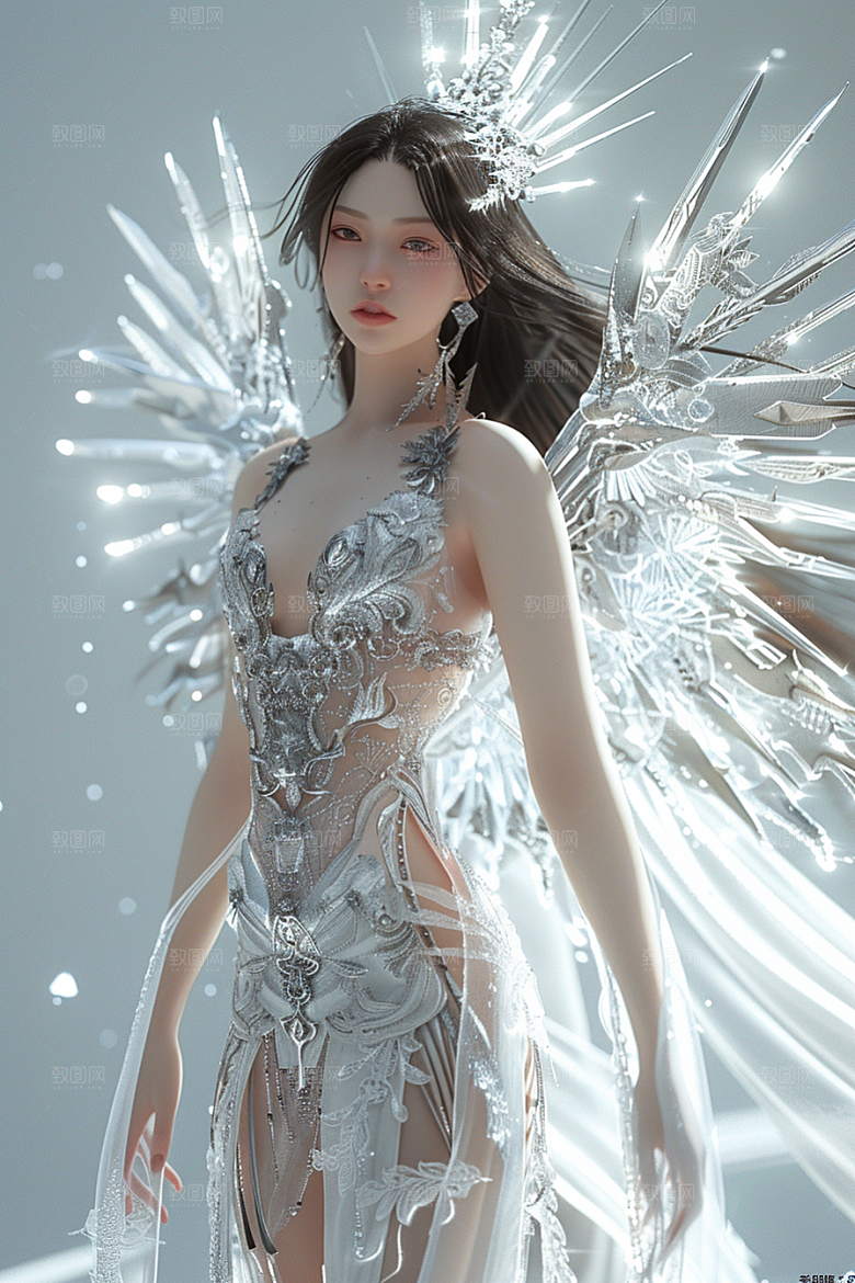 天使女神写真白色摄影图