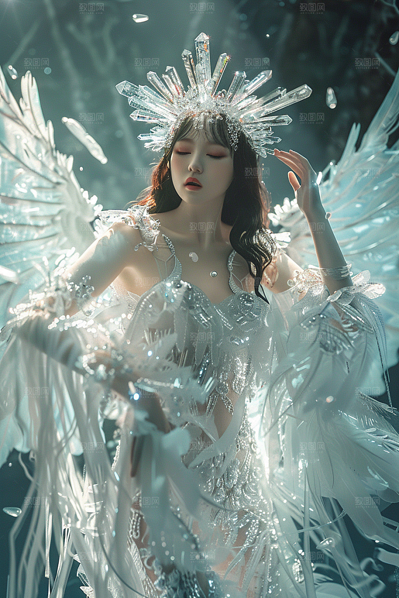天使女神白色纯洁摄影图