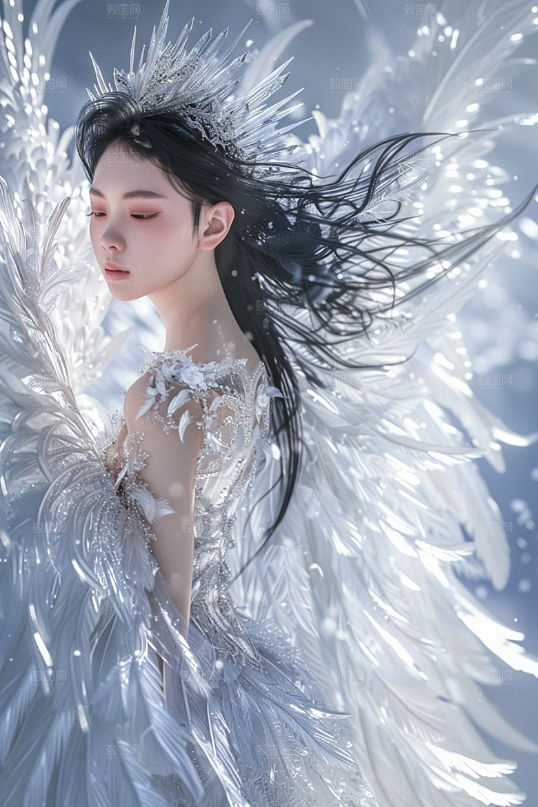 天使女神写真羽毛翅膀摄影图