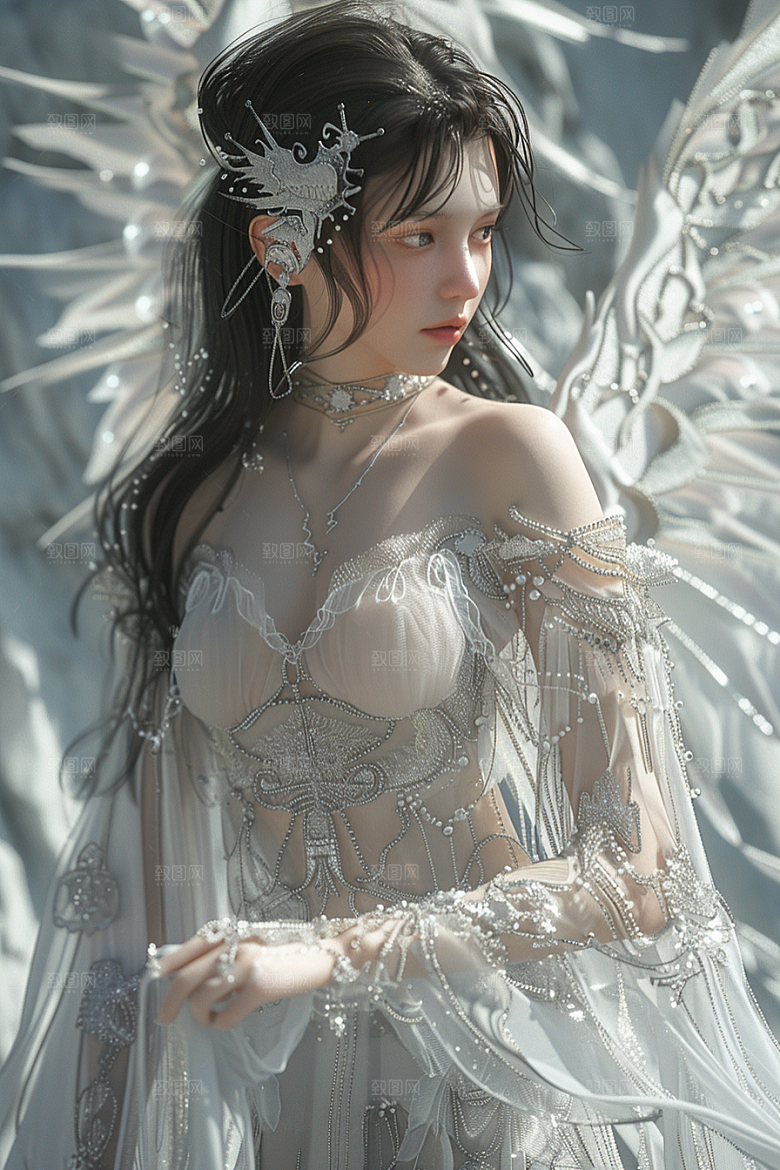 天使女神清新肖像摄影图