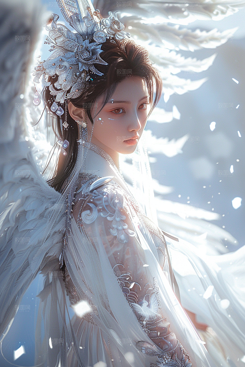 天使女神白色人物摄影图