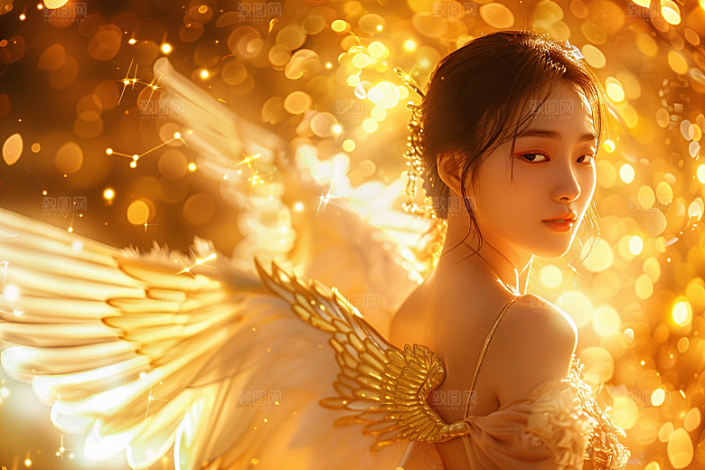天使女神人物白色摄影图