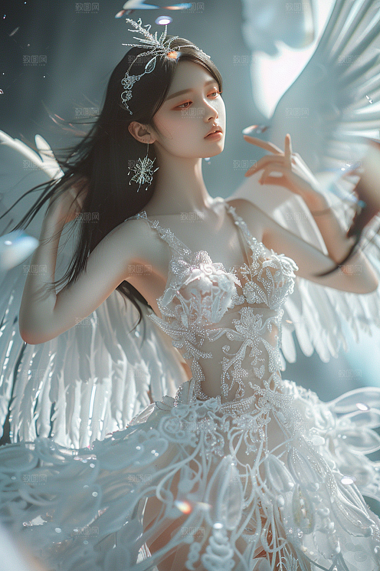 天使女神白色梦幻摄影图