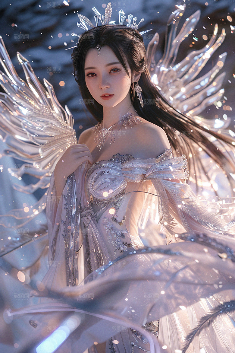 天使女神写真羽毛翅膀摄影图