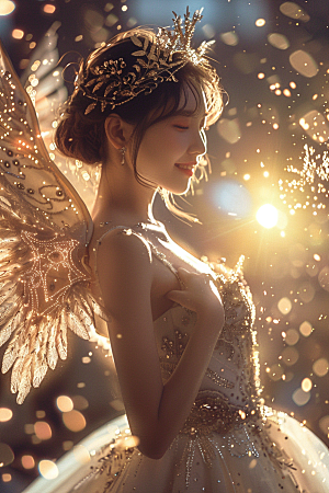 天使女神白色梦幻摄影图