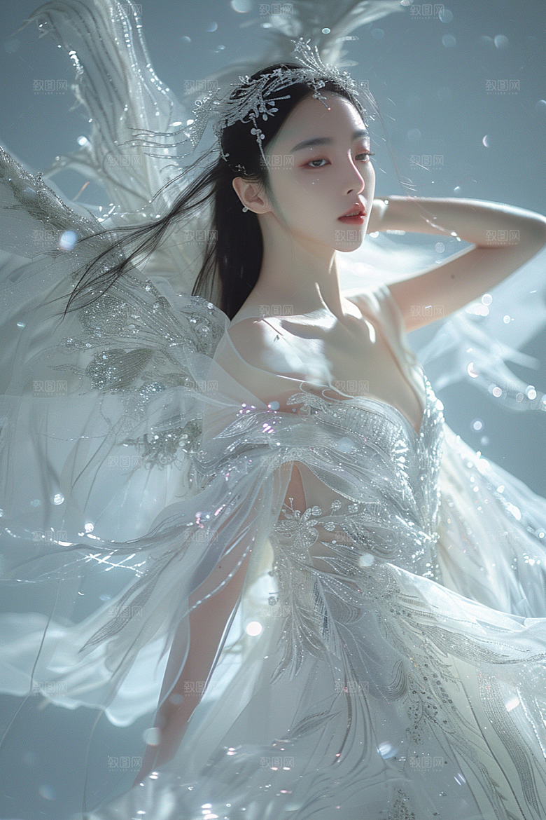 天使女神白色美女摄影图