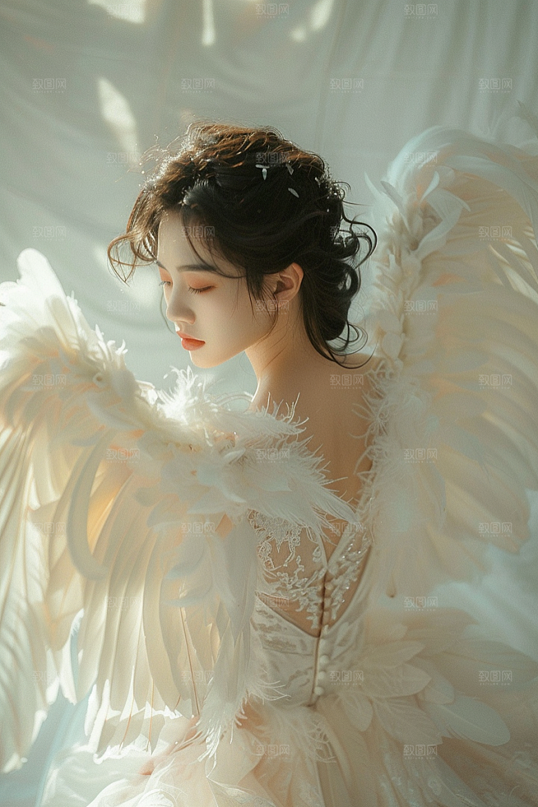 天使女神人物肖像摄影图