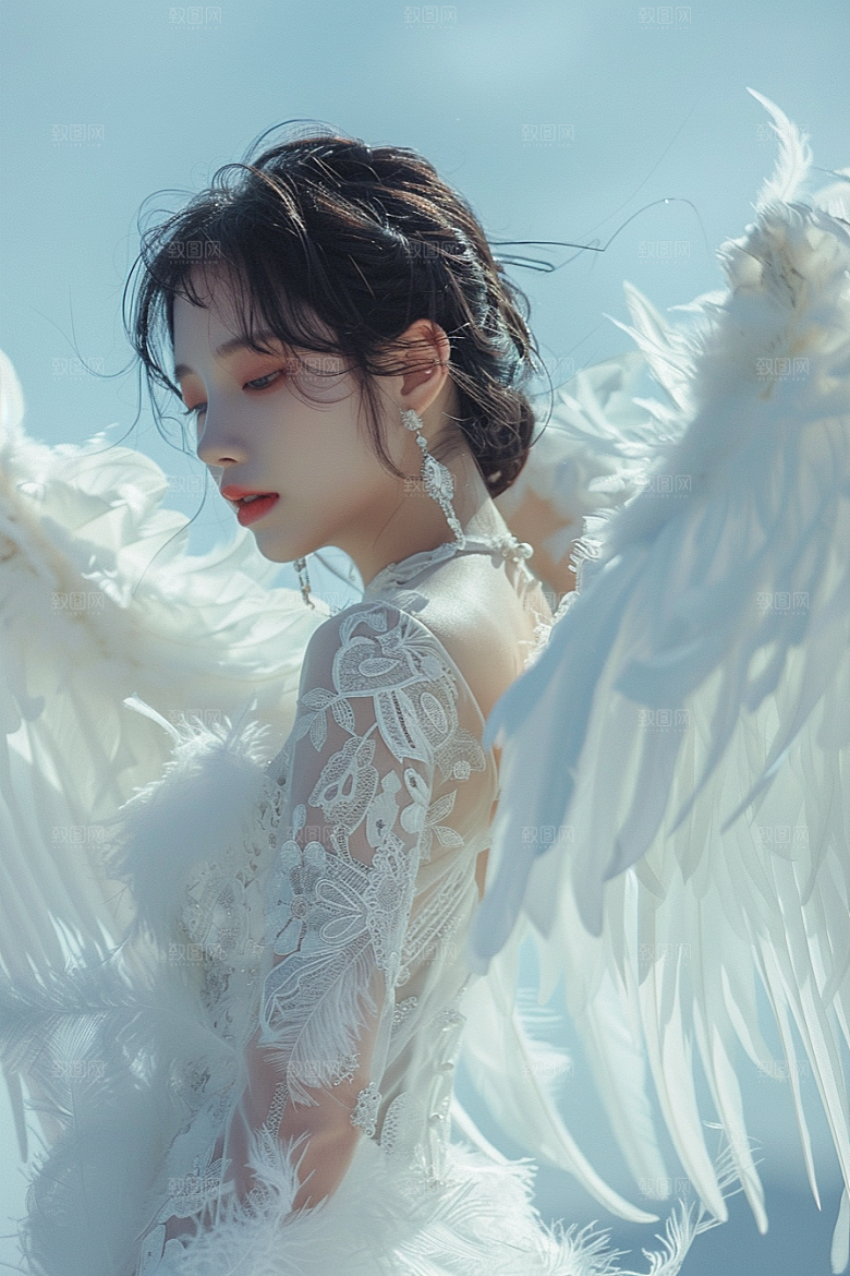 天使女神人物肖像摄影图