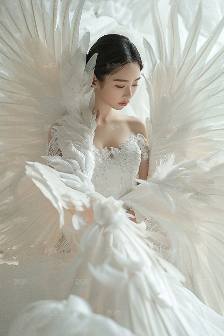 天使女神白色纯洁摄影图