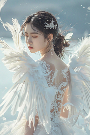 天使女神梦幻白色摄影图