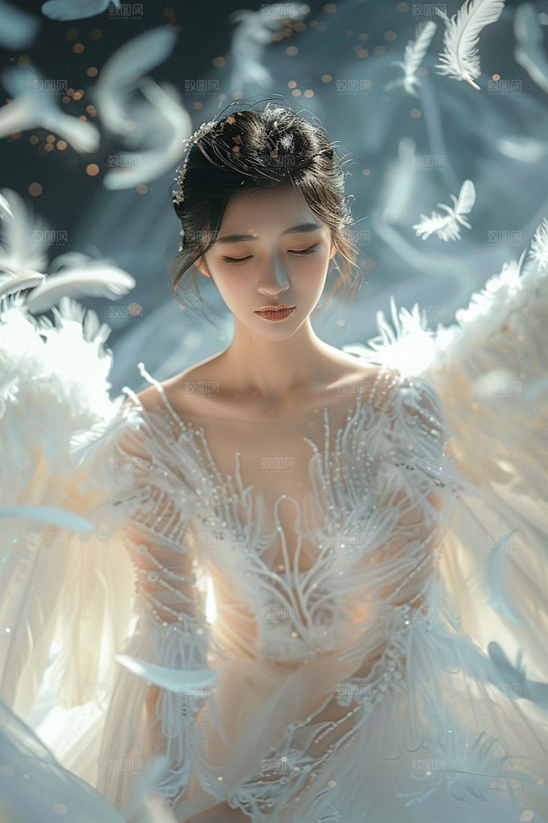 天使女神白色高清摄影图