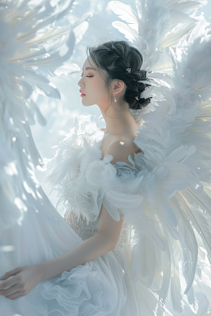 天使女神白色唯美摄影图
