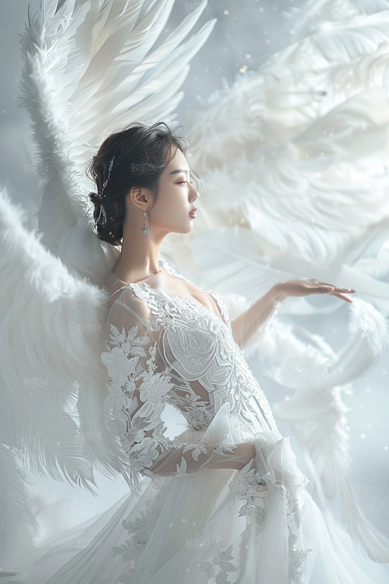 天使女神梦幻白色摄影图