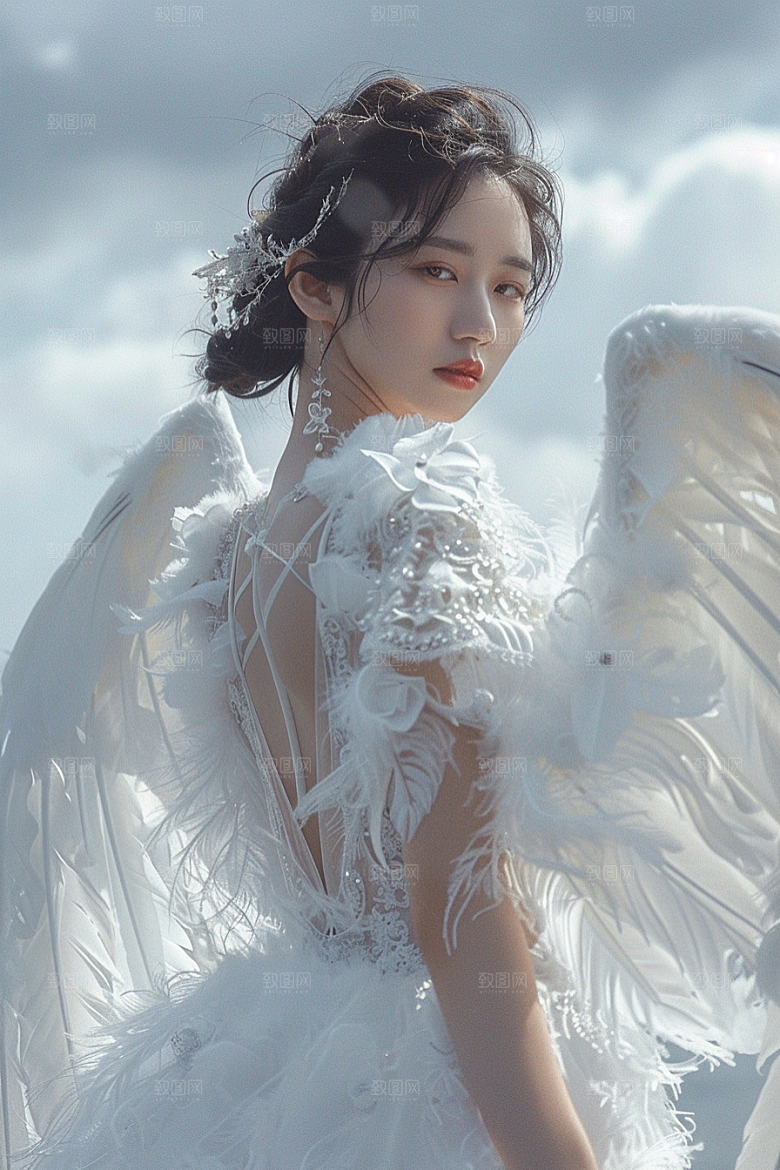 天使女神肖像梦幻摄影图
