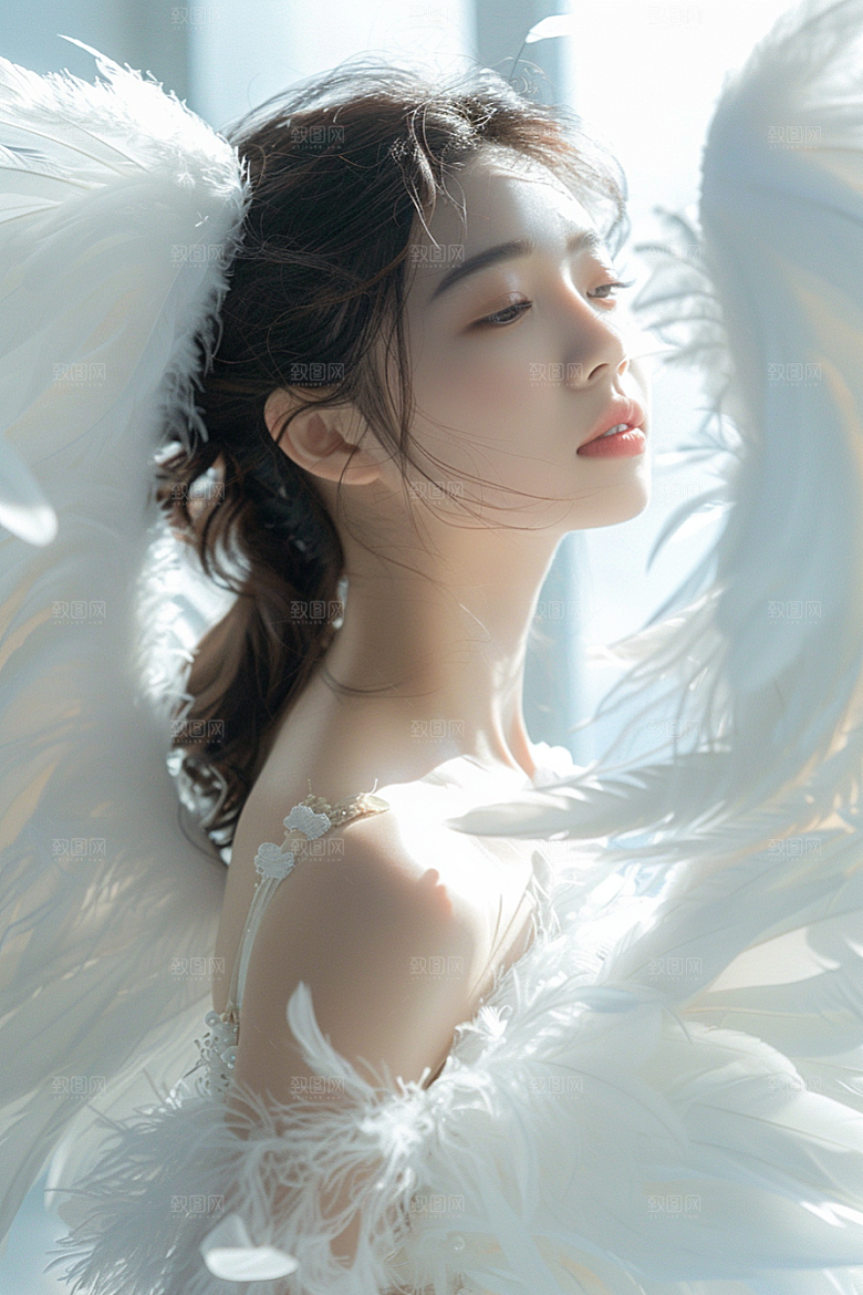 天使女神白色唯美摄影图