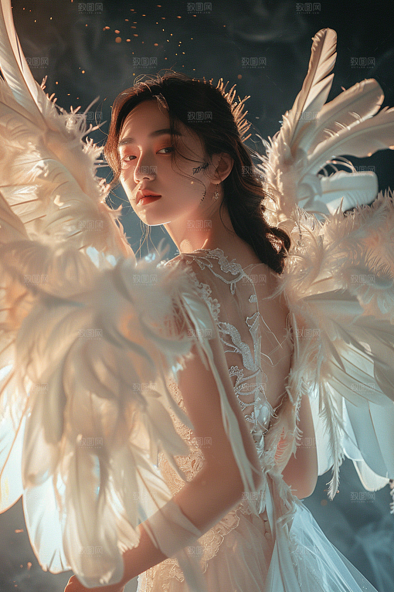 天使女神白色唯美摄影图