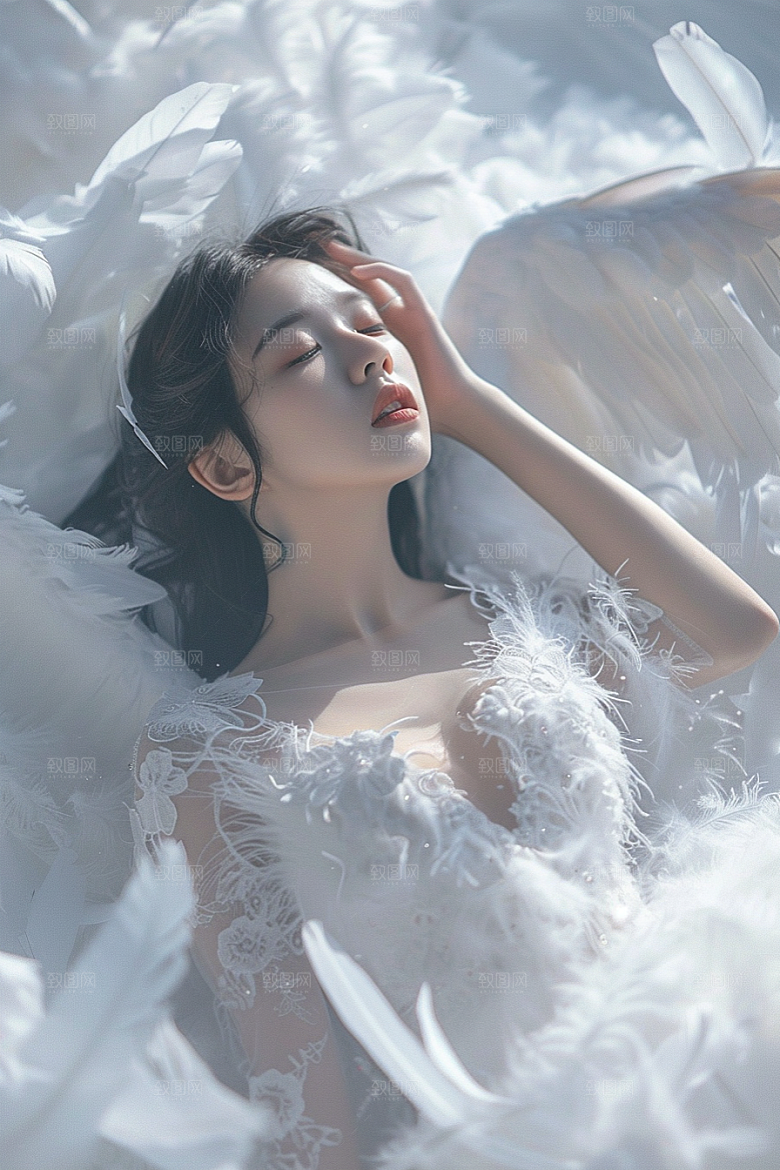 天使女神肖像写真摄影图