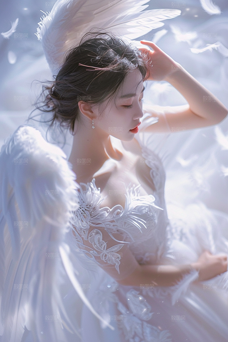 天使女神肖像清新摄影图