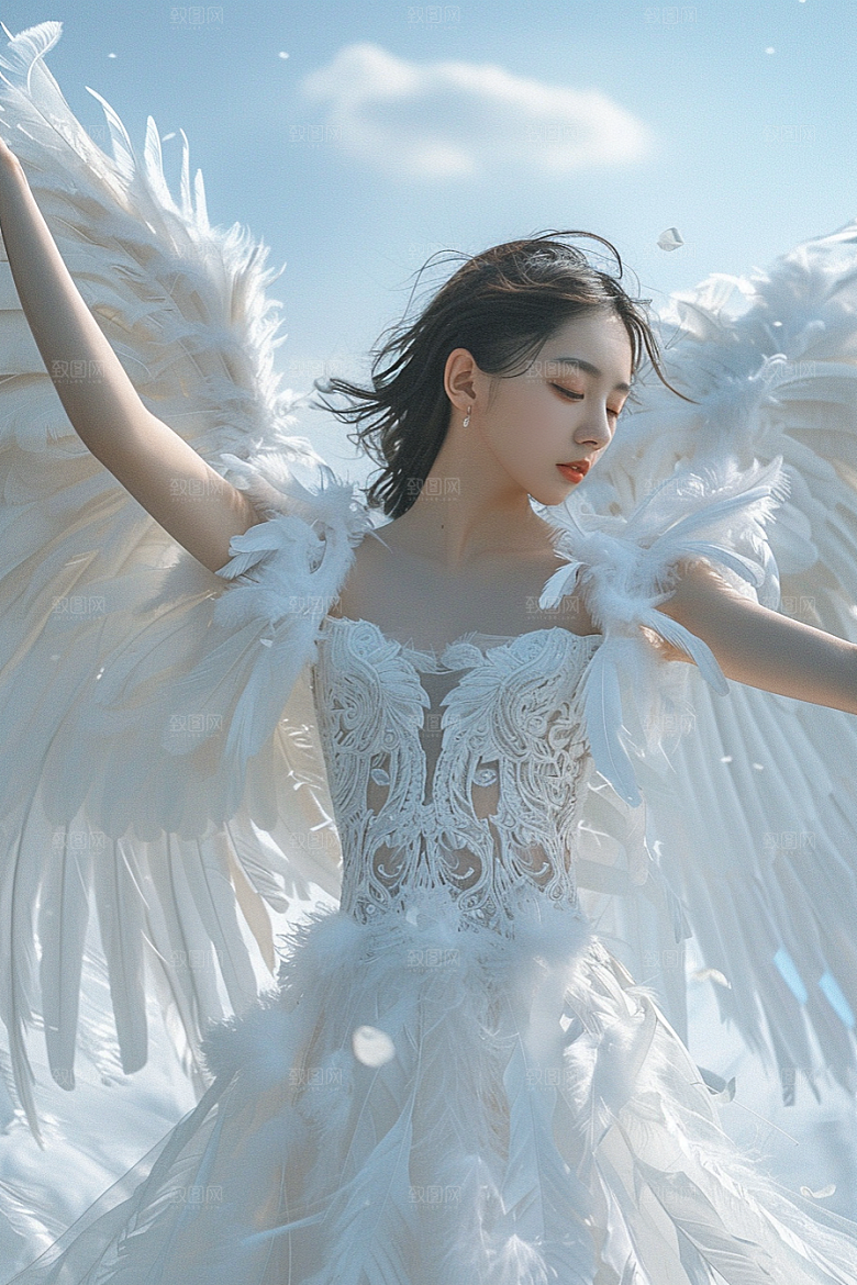 天使女神人物美女摄影图