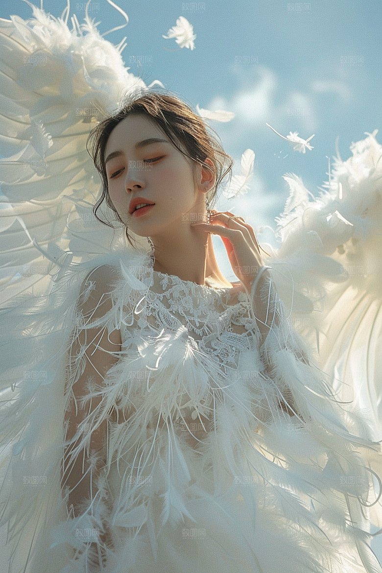 天使女神肖像写真摄影图