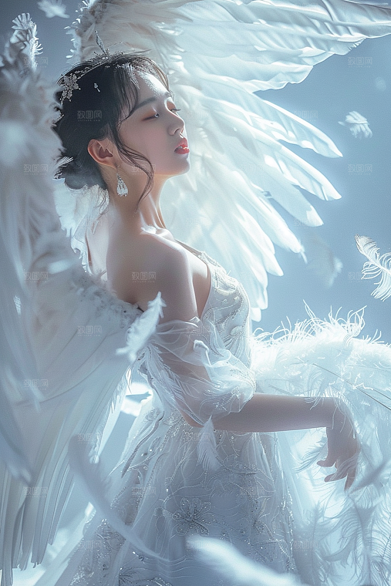 天使女神高清白色摄影图