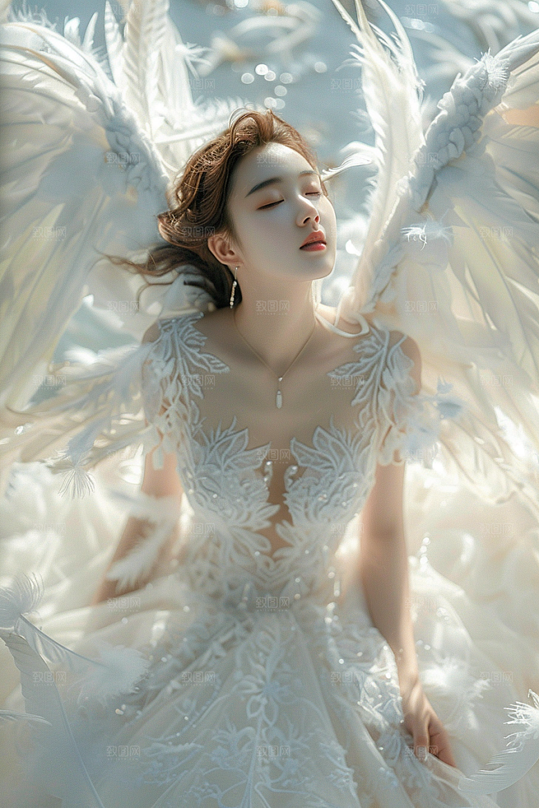 天使女神清新美女摄影图