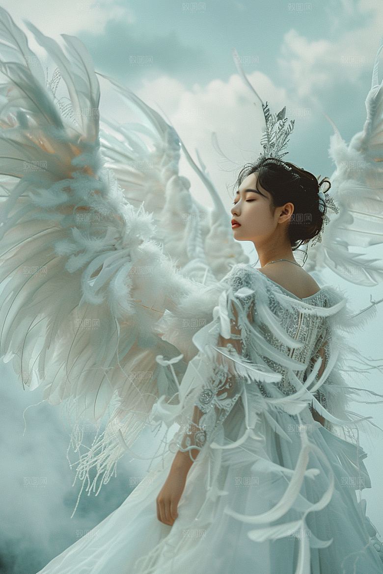 天使女神白色人物摄影图