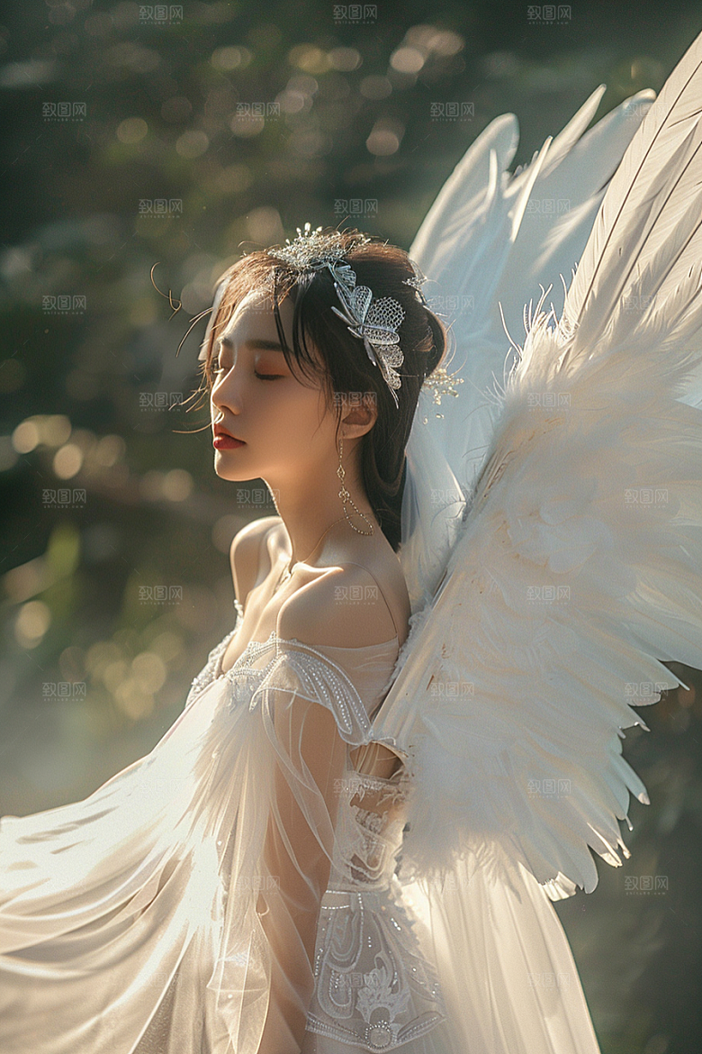 天使女神人物肖像摄影图