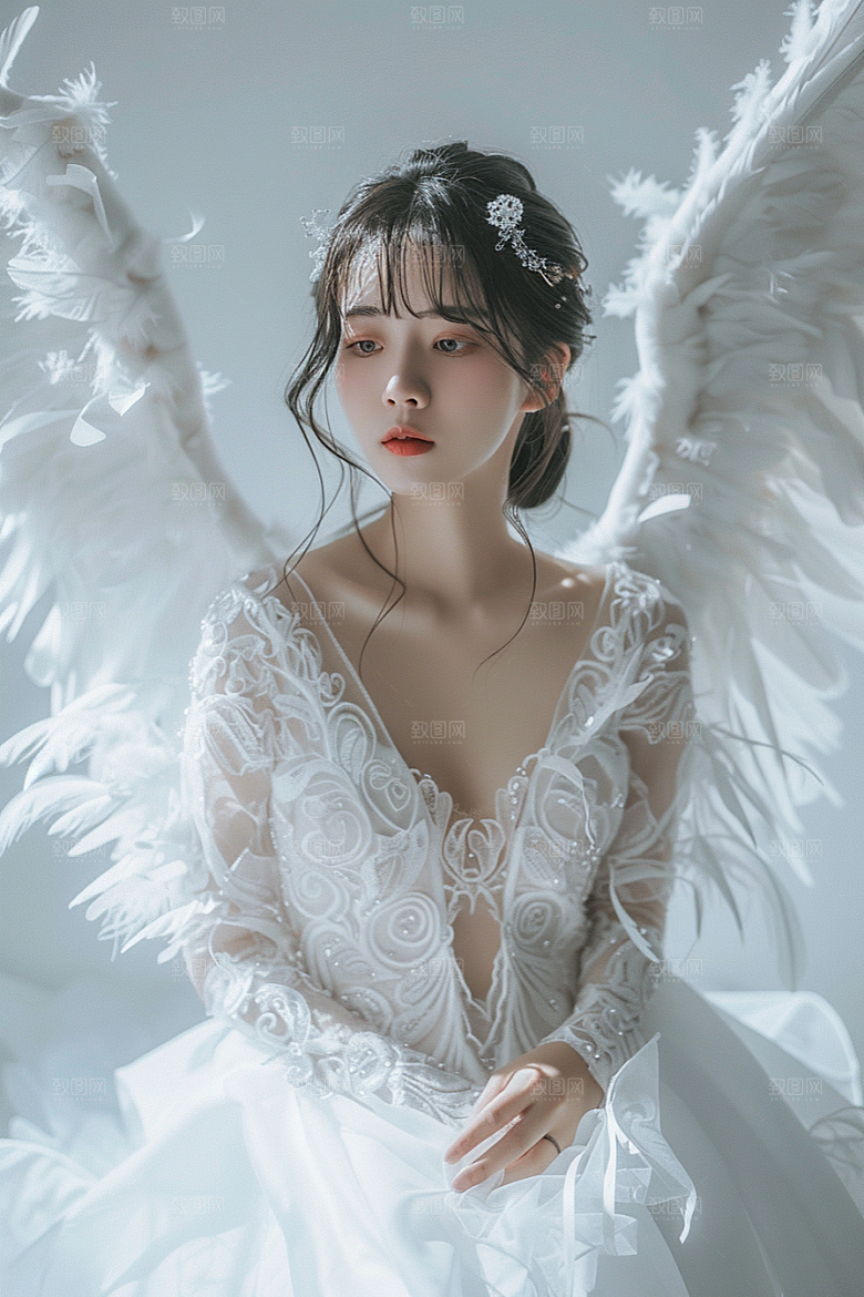 天使女神梦幻白色摄影图