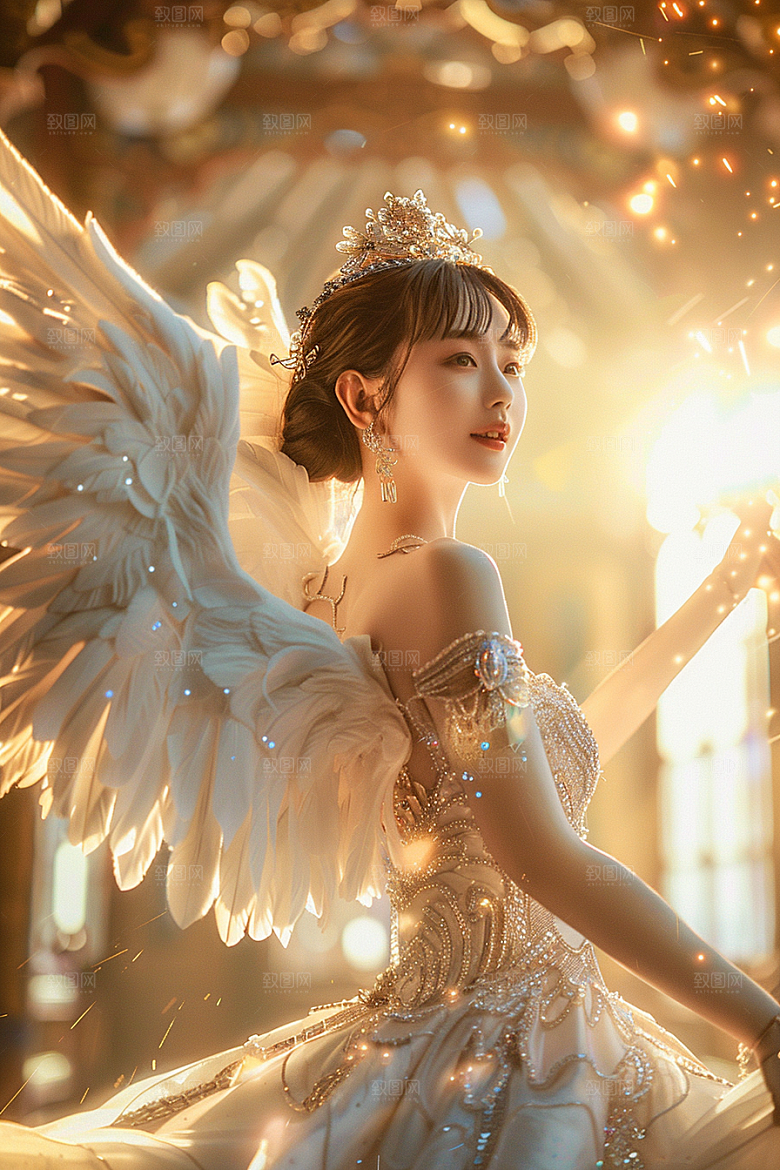 天使女神肖像唯美摄影图