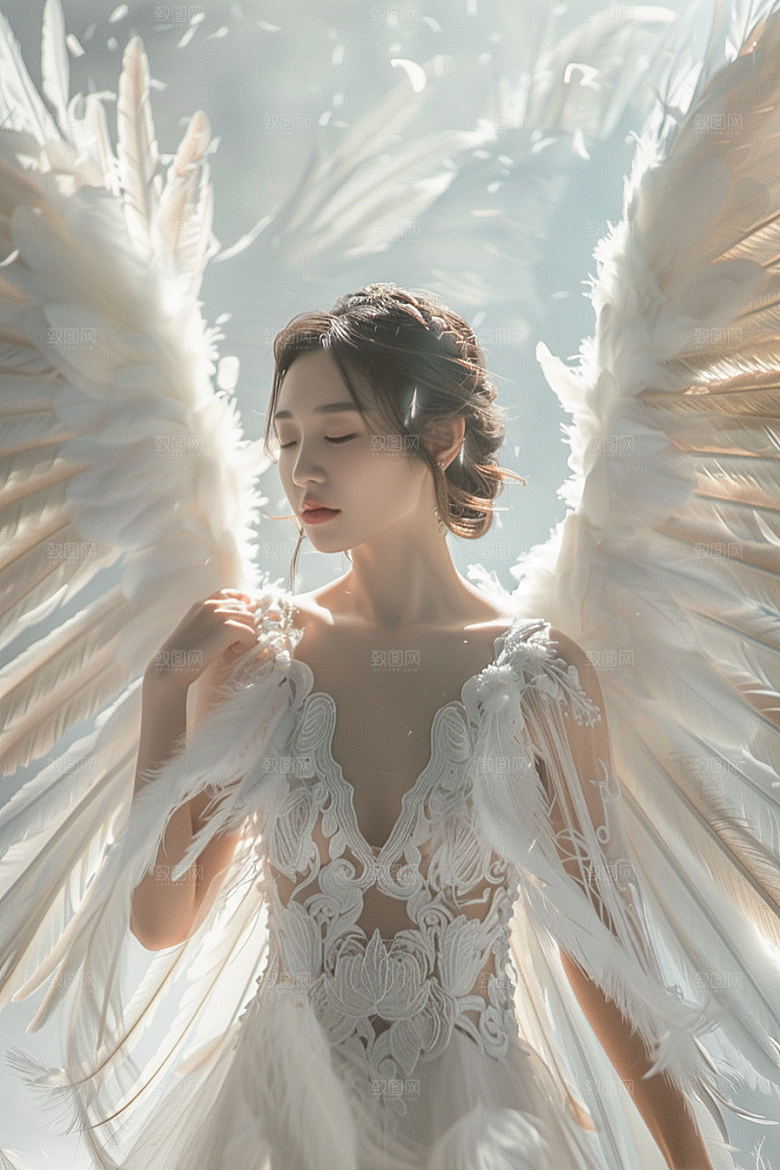 天使女神白色纯洁摄影图