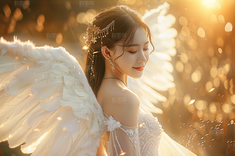 天使女神人物肖像摄影图