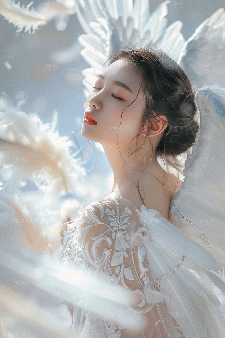 天使女神肖像唯美摄影图