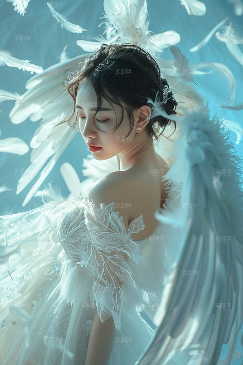 天使女神梦幻白色摄影图