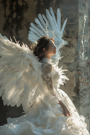 天使女神仙女白色摄影图