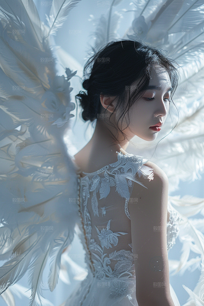 天使女神梦幻白色摄影图