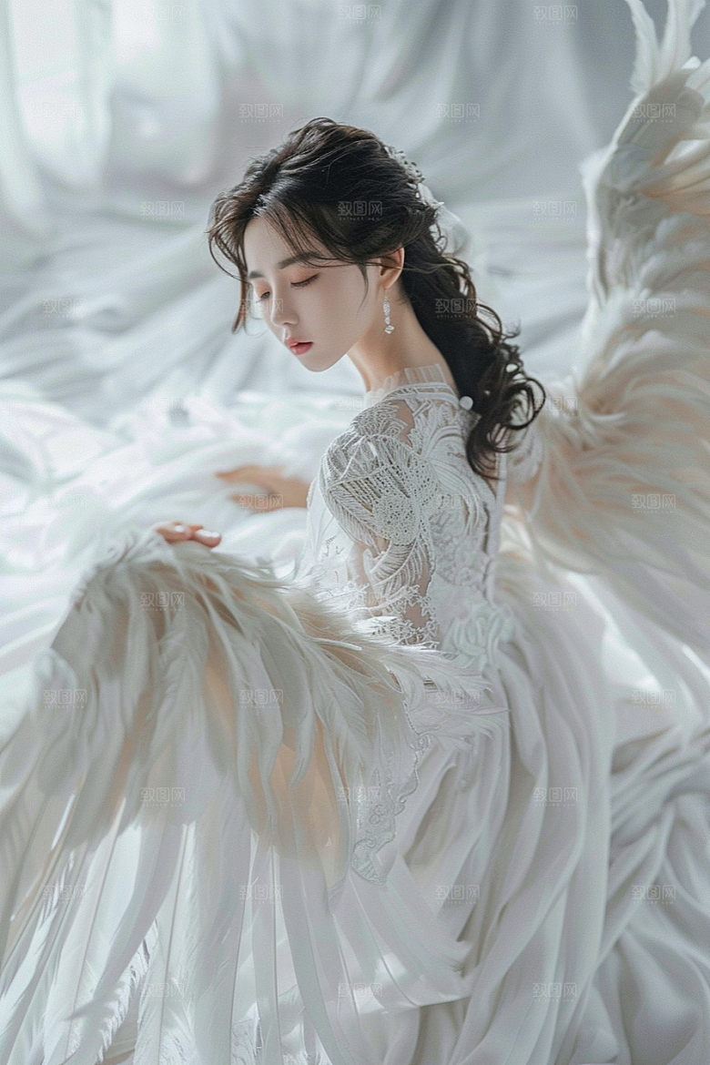 天使女神白色唯美摄影图