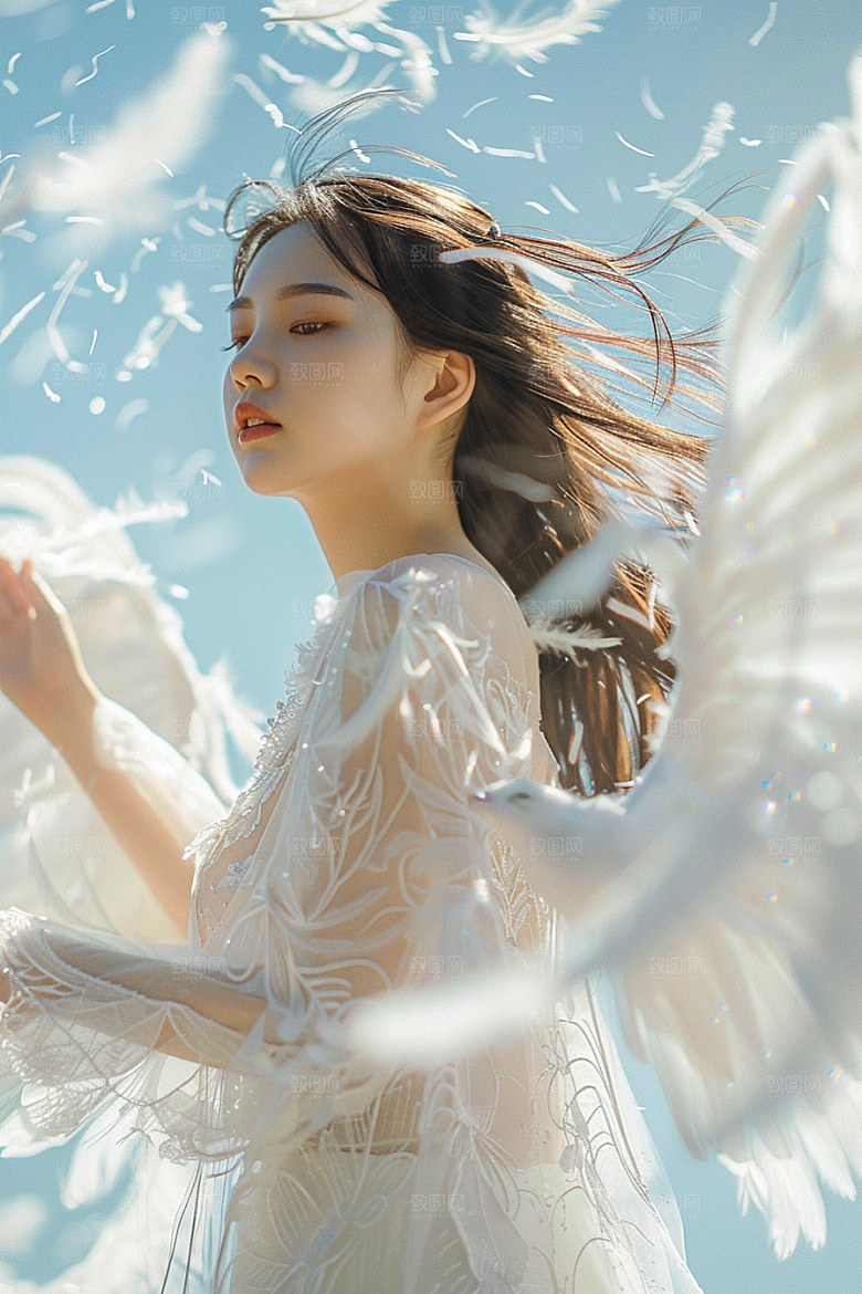 天使女神白色唯美摄影图