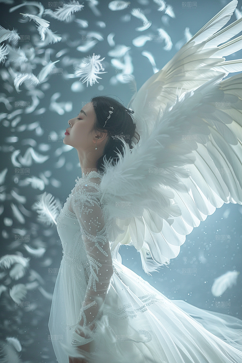 天使女神美女肖像摄影图