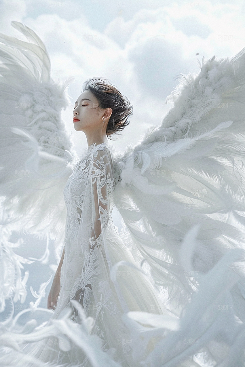 天使女神清新肖像摄影图