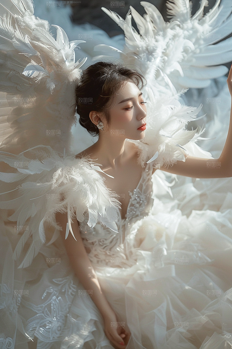 天使女神白色梦幻摄影图