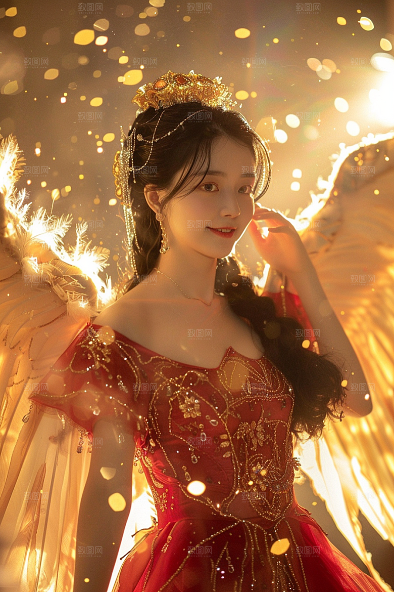 天使女神美女清新摄影图