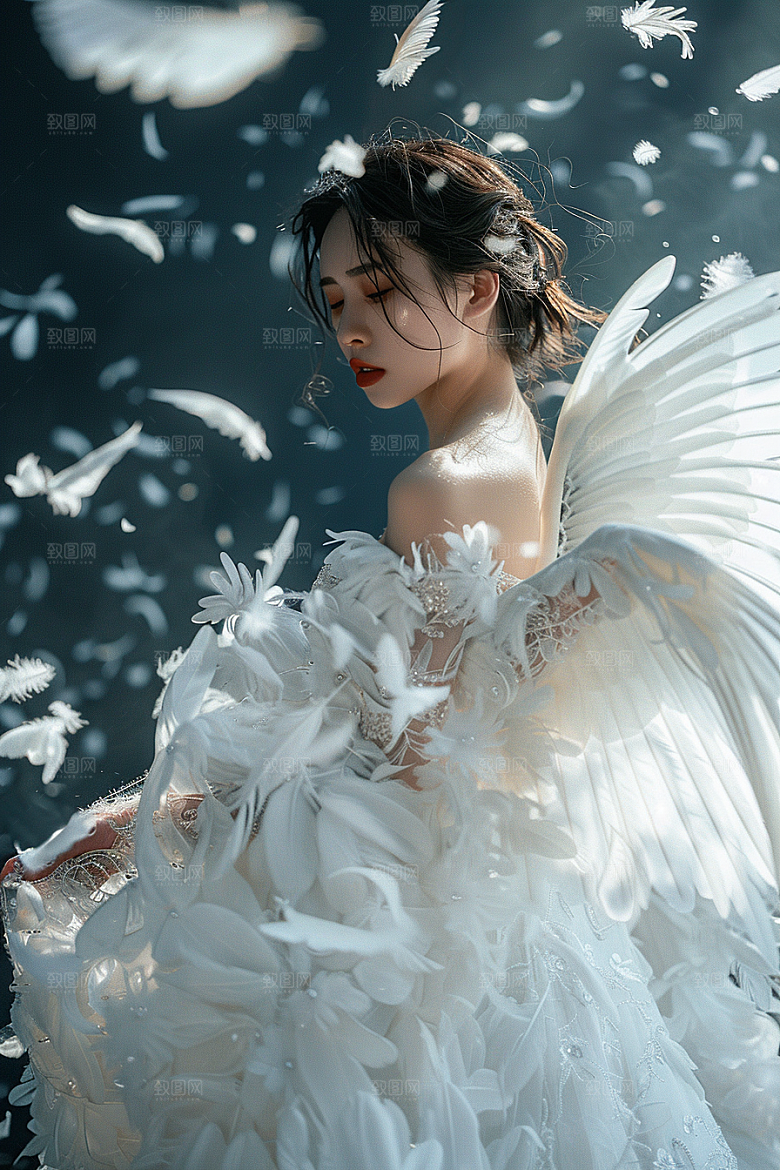 天使女神白色高清摄影图
