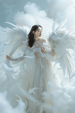 天使女神白色仙女摄影图