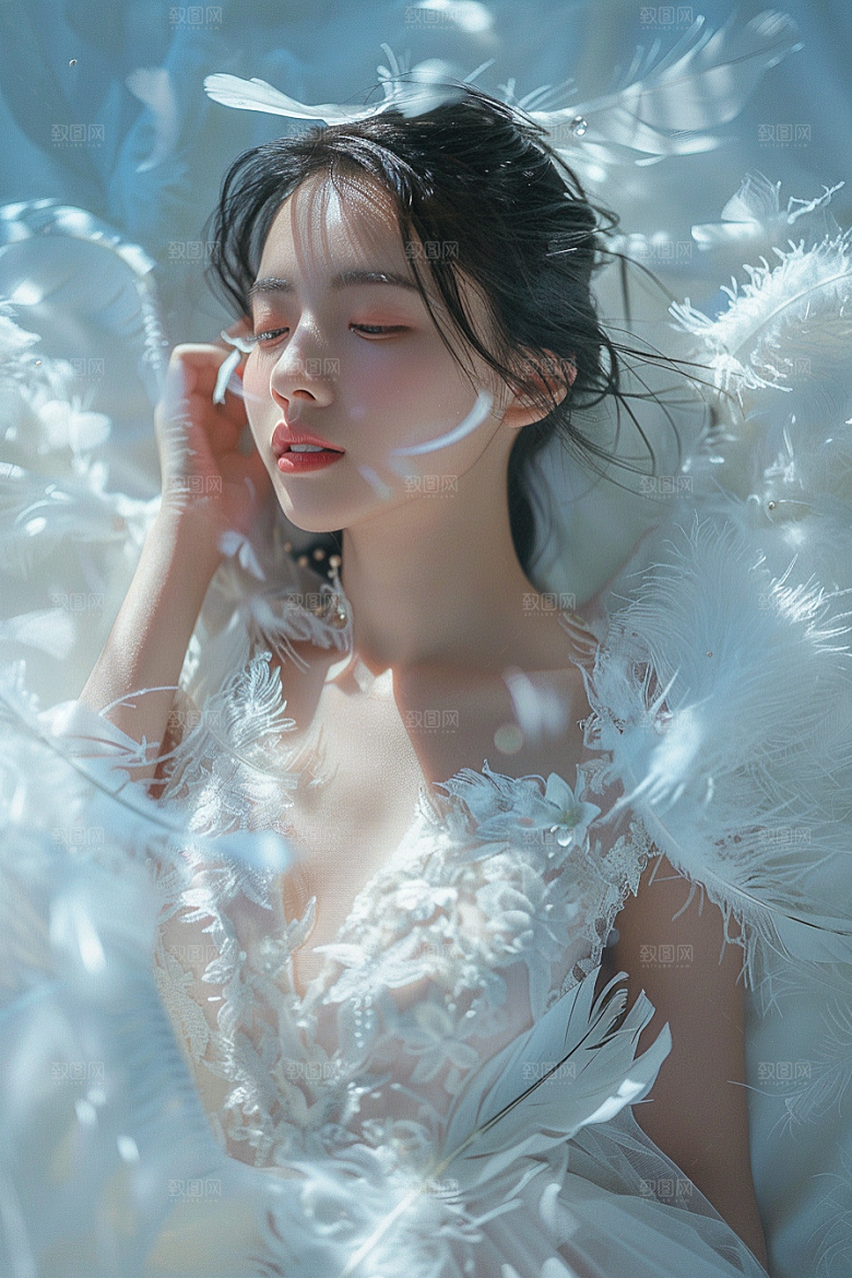 天使女神高清白色摄影图