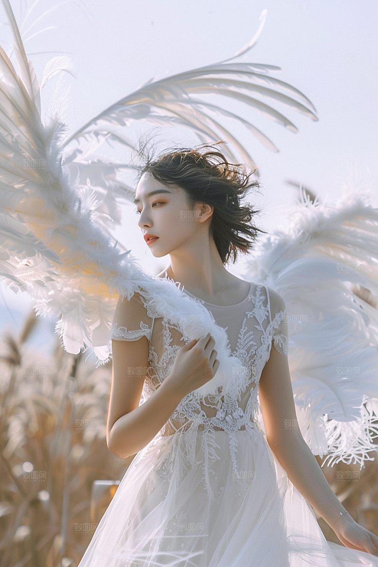 天使女神人物白色摄影图