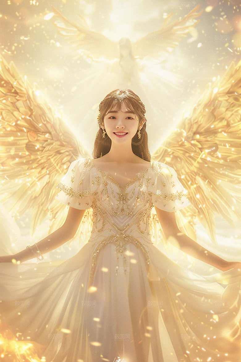 天使女神写真白色摄影图