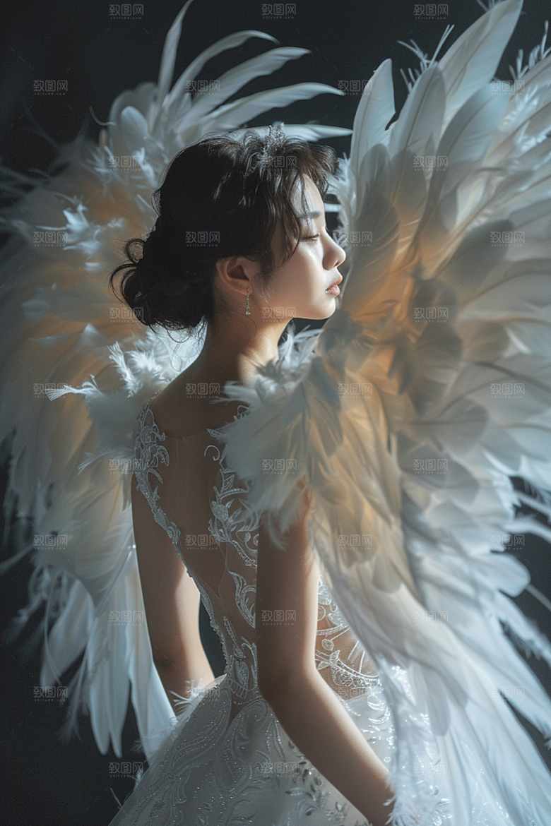 天使女神写真白色摄影图
